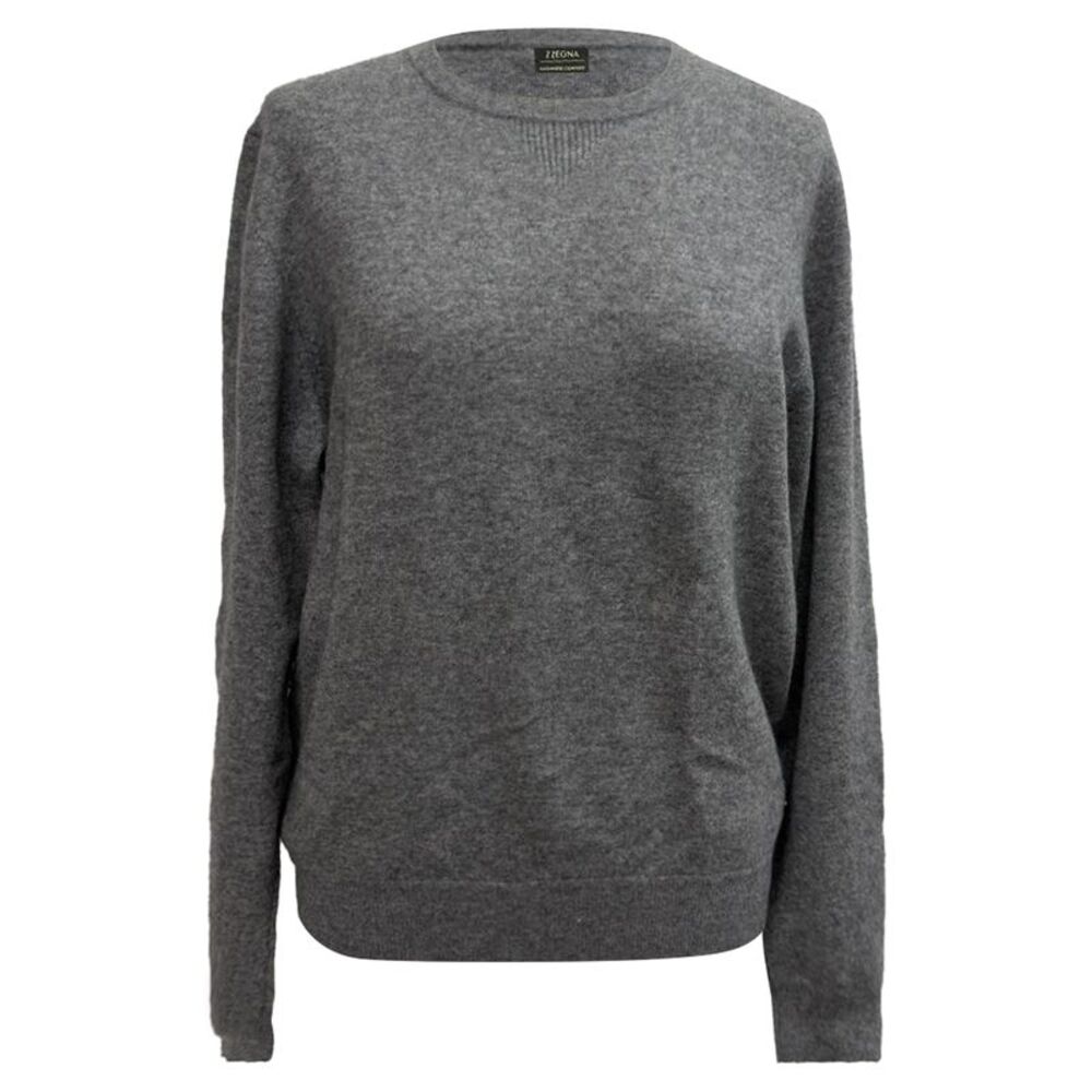 Z Zegna Knitted Crewneck Sweater in Grey Cashmere